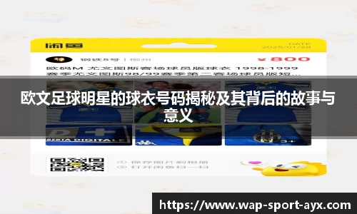 欧文足球明星的球衣号码揭秘及其背后的故事与意义